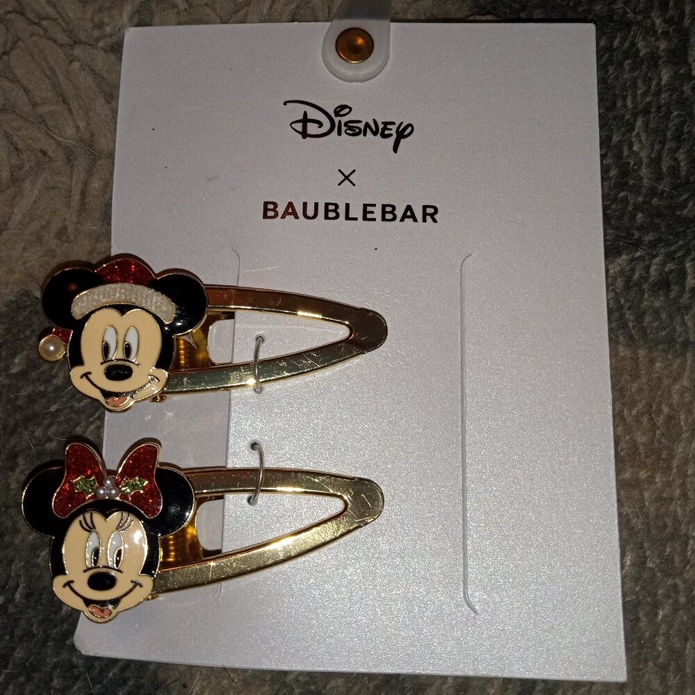 Disney x Baublebar Minnie And Mickey Christmas Hair Clips